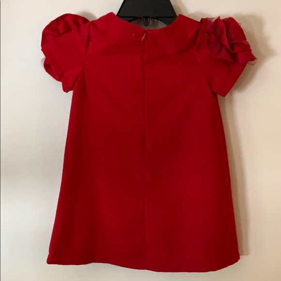 Girl’s Red Rosette Sleeve Dress - Picture 2 of 7